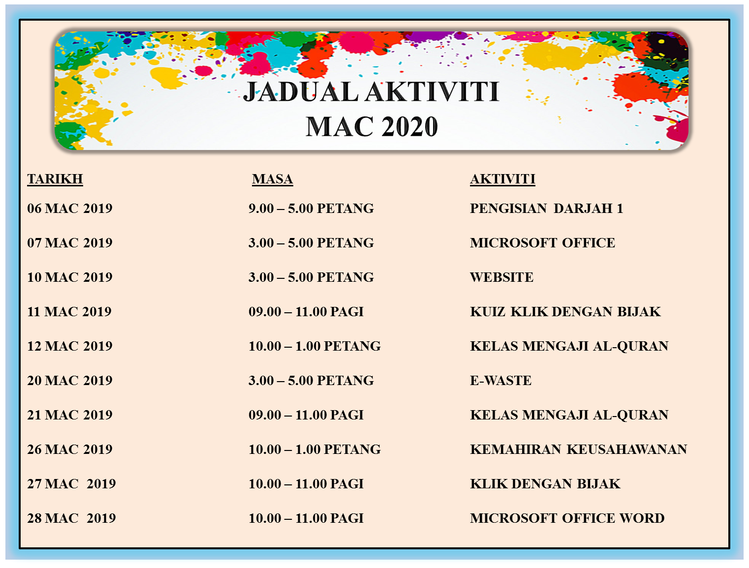 2.JADUAL AKTIVITI MAC 2020