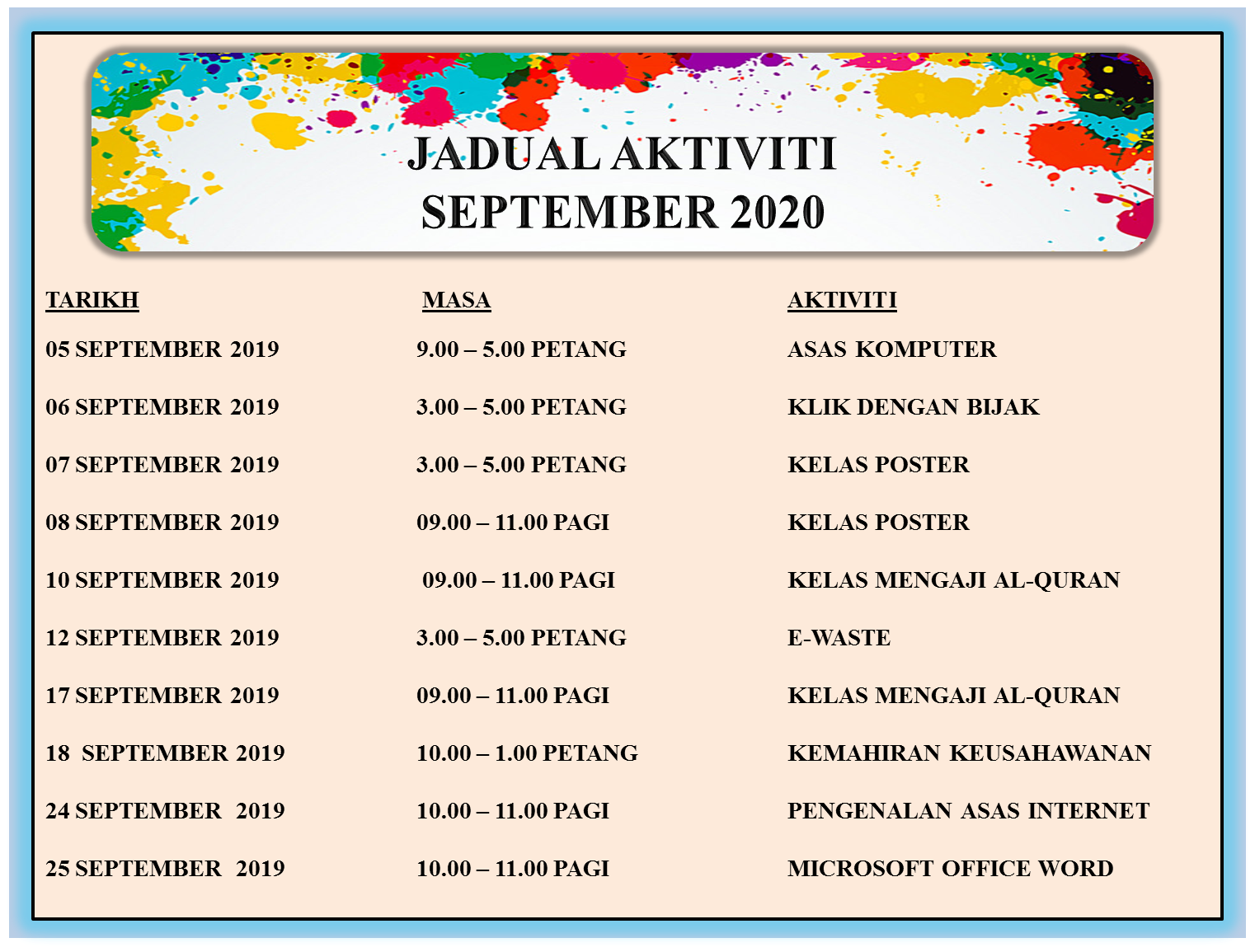 9.JADUAL AKTIVITI SEPTEMBER 2020